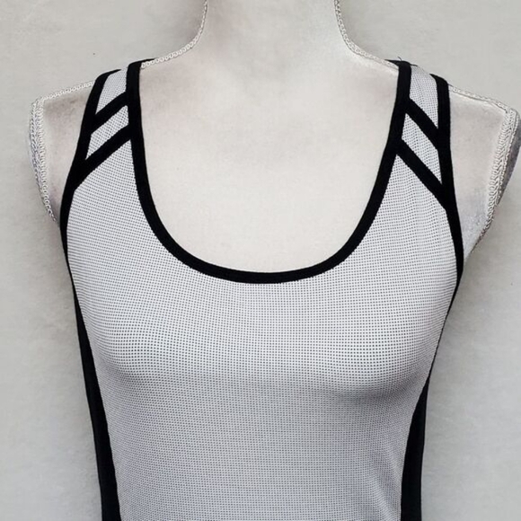 LBH Vintage 1990s Black White Colorblock Racerback Stretchy Mini Tennis Dress S - Picture 4 of 13